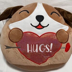 Squishmallows Brown and White Dog with Heart Plush